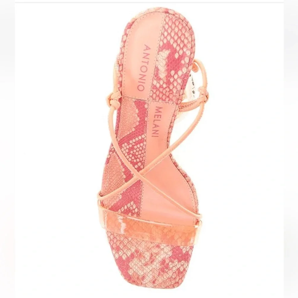 ✅Antonio Melani Barden Lace-Up Dress Sandals in Citrus Peach - Picture 3 of 3
